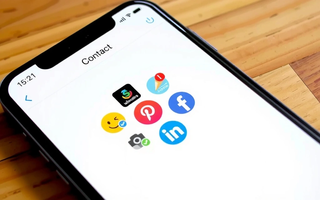 Ein Smartphone-Bildschirm zeigt Social-Media-Logos und Interaktionen, die eine Verbindung zur Marke Vitalis herstellen.